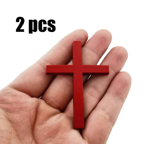 KOYPTL 2pcs Metal Cross Badge Stickers for Car Vehicles Body Fender Tail Scratch Covering,3D Christian Jesus Decals Auto Emblem,Self Adhesive Waterproof Exterior Decoration Car Accessories -2.5"x1.8"