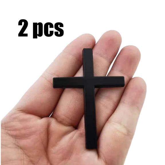 KOYPTL 2pcs Metal Cross Badge Stickers for Car Vehicles Body Fender Tail Scratch Covering,3D Christian Jesus Decals Auto Emblem,Self Adhesive Waterproof Exterior Decoration Car Accessories -2.5"x1.8"