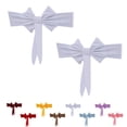 thumbnail image 1 of KOYPTL 2pcs Spandex Chair Sashes Pretied Bows for Wedding Party,Elastic Chair Bows Sash Universal Decorations for Baby Shower Ceremony Reception Banquet Ornaments,White Giant Bow Holiday Chairs Sash, 1 of 10