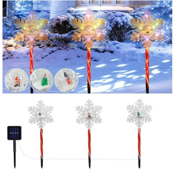 KOYPTL 3 In 1 Christmas Decorations Outdoor Solar Star Lights Waterproof LED Lights,Star Topper with Red Stake Christmas Pathway Lights for Garden Yard Patio Party Decoration