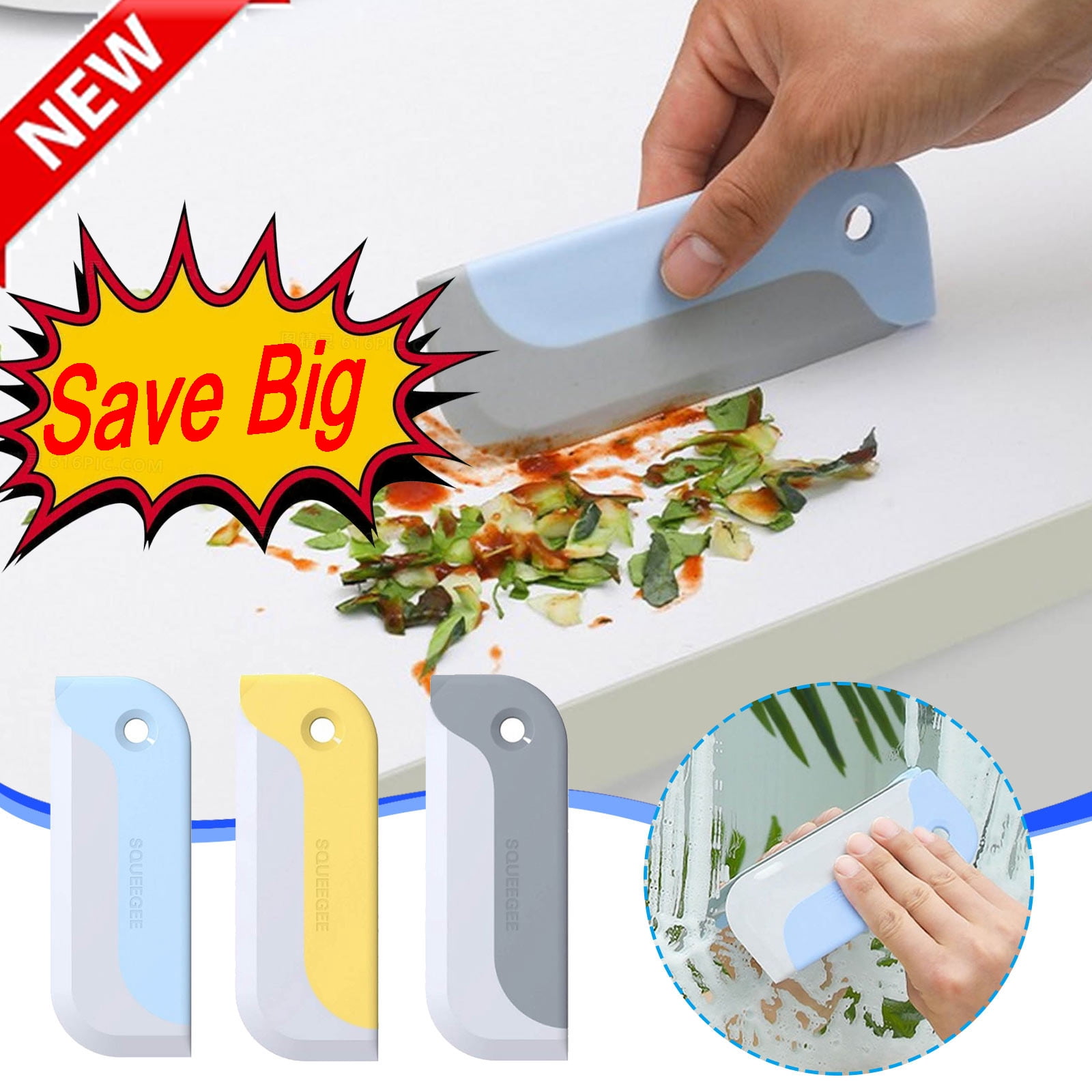 KOYPTL 3 Pack Small Squeegees for Windows Cleaning,Rubber Kitchen Sink ...