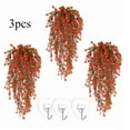 thumbnail image 1 of KOYPTL 3 Pcs Christmas Artificial Fake Hanging Plants Decorations Simulated Faux Fern Outdoor UV Resistant Plastic Greenery Flowers Plant Vine for Wall Garden Wedding Party Indoor Home Decor Red, 1 of 7