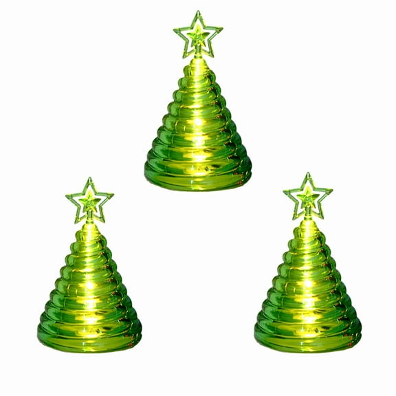 KOYPTL 3 Pcs Christmas Tree Candles with LED Light Flameless Battery Operated Christmas Table Decorations for Desktop Dinner Center Home Decor Christmas Stocking Stuffers Xmas Decorations Gift Green