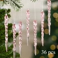 thumbnail image 1 of KOYPTL 36 Pcs Christmas Tree Icicle Ornaments Set Clear Acrylic Icicle Christmas Decoration Crystal Christmas Hanging Ornament for Xmas Tree Winter Wedding Party Supplies Home Decor（Pink）, 1 of 5