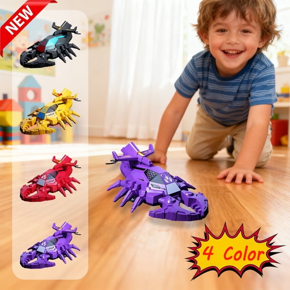 KOYPTL 3D Scorpion Toy Car for Boys Yellow Mechanical Insect Style Inertial Drive Vehicle Durable Crash Resistant with Interactive Claw Ehance Hand-Eye Coordination Model Animals Car,Collectible