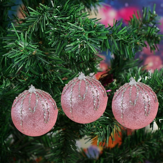 KOYPTL 3pcs Christmas Balls Set,3.1 Inch Rustic Vintage White And Silver Farmhouse Decorative Hanging Ornaments,Retro Traditional Style Christmas Tree Balls Decorations For Party Indoor Outdoor