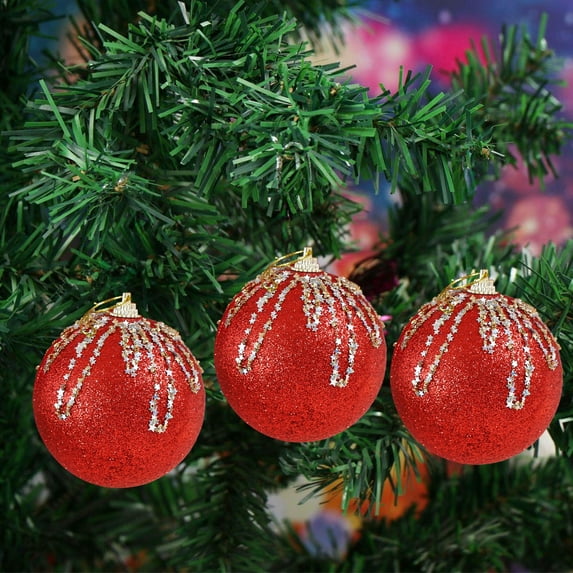 KOYPTL 3pcs Christmas Balls Set,3.1 Inch Rustic Vintage White And Silver Farmhouse Decorative Hanging Ornaments,Retro Traditional Style Christmas Tree Balls Decorations For Party Indoor Outdoor