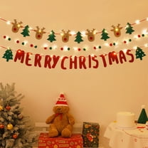 KOYPTL 3pcs-Merry Christmas Felt Banner Flags,Felt Christmas String Lights with Xmas Tree for Holiday Christmas Party Activity Decorations,Home Wall Fireplace Windows Staircase Pendant Ornaments
