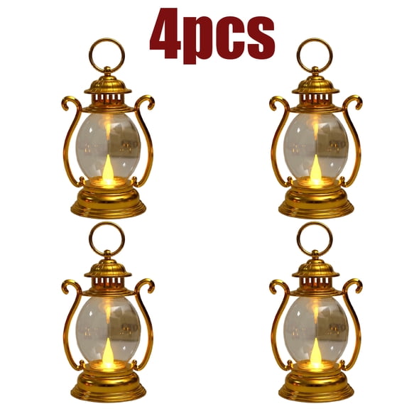 KOYPTL 4 Pcs Christmas Mini Lanterns LED Lanterns Christmas Table Decorations,Battery Operated Christmas Hanging Ornaments Candle Lanterns for Wedding Holiday Party Outdoor Home Xmas Decor Indoor
