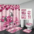 thumbnail image 1 of KOYPTL 4 Pcs Valentines Day Bathroom Decorations Set Include Shower Curtain with 12 Hooks Non Slip Rugs Toilet Lid Cover and U Shape Bath Mat,Love Heart Shape Red Bathroom Supplies for Home Decor, 1 of 9