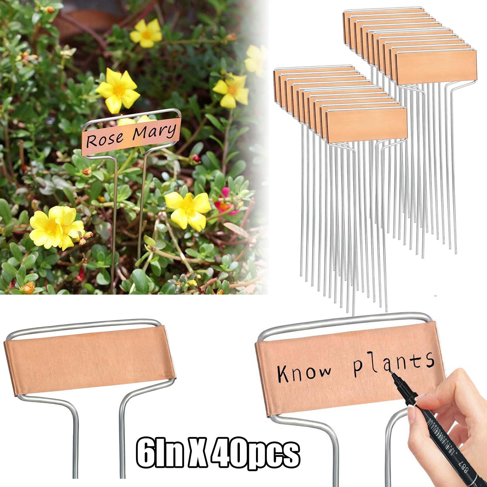 Copper Tags KOYPTL 40pcs Copper Metal Plant Labels,Nameplate Garden Nursery Stake ...