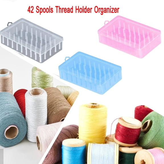 KOYPTL 42 Spools Thread Holder Organizer Clear Sewing Storage Box Embroidery Thread Organizer for 42 Spools Home Embroidery Quilting and Sewing Threads