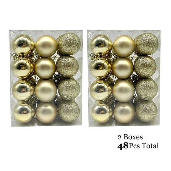 KOYPTL 48 Pcs Christmas Ball Ornaments Christmas Baubles Decorations Flocked Christmas Tree Decorations Set Assorted Shatterproof Hanging Ornaments for Xmas Party Home Holiday Decor (2.4 Inch)