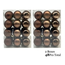 KOYPTL 48 Pcs Christmas Ball Ornaments Christmas Baubles Decorations Flocked Christmas Tree Decorations Set Assorted Shatterproof Hanging Ornaments for Xmas Party Home Holiday Decor (2.4 Inch)