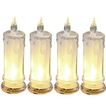 KOYPTL 4PCS-Christmas LED Flameless Candles,Simulation Electronic Pillar Candle Lights,Night Light Decorations Gift for Fireplace Bedroom Desktop Counter Christmas Stocking Stuffers Birthday Ornament