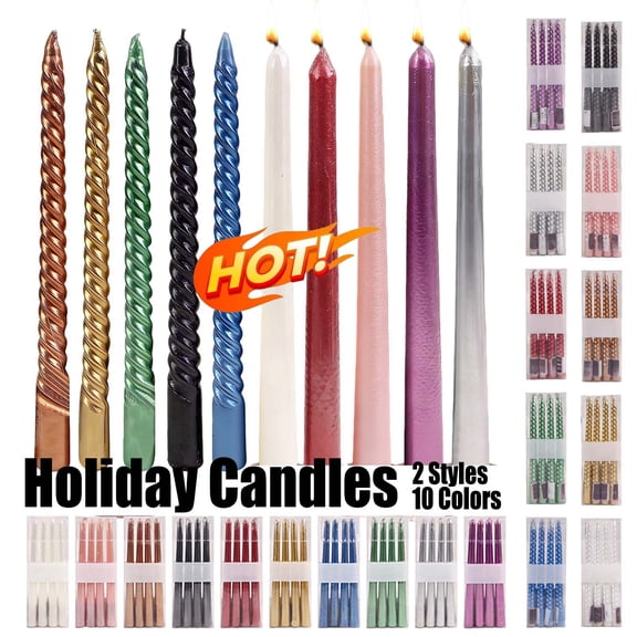 KOYPTL 4PCS Taper Candles 10",Unscented Long Tall Flickering Real Wax Candlesticks for Christmas Halloween Valentine Easter Wedding Home Party Dinner Galas Award Ceremonies Religious Tabletop Decor