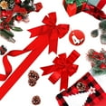 thumbnail image 1 of KOYPTL 4pcs-Christmas Cloth Bows and Ribbon for Cabinet Door,Red Bows Ribbons for Christmas Thanksgiving Fireplace Festive Party Gift Wrapping Supplies & Furniture Windows Chair Kitchen Decoration, 1 of 8