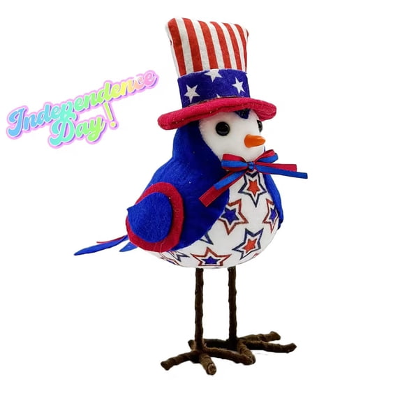 KOYPTL 4th of July Decorations Bird Figurines Fourth of July Decorations Plush Ornaments Independence Day Decoration Patriotic Party Table Shelf Home Mantel Fireplace Decor (Independence Day) Gifts