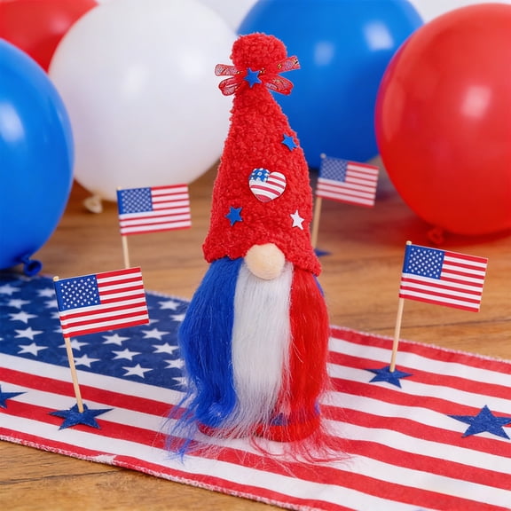 KOYPTL 4th of July Decorations Memorial Day Decorations Anniversary Patriotic USA Gnomes for Home Fourth of July for Office Indoor Table Decor Years America Red White Blue Figurines Gifts
