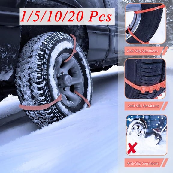 KOYPTL 5/10/20 Pcs Car Tire Antislip Chain Car Universal Reusable Nylon Tire Chain Upgrade Adjustable Portable Temporary Tires Straps for Snow Ice Mud Emergency Multi-Function Security Cable Belts