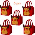 thumbnail image 1 of KOYPTL 5 Pcs Christmas Gift Bags Festive Red Felt Packaging with Santa Snowman Elk Tree, Apples Gifts Bags Christmas Candy Gift Bags Reusable Holiday Gift Bag with Sturdy Handle Storage Tote Bag, 1 of 6