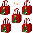 thumbnail image 1 of KOYPTL 5 Pcs Christmas Gift Bags Festive Red Felt Packaging with Santa Snowman Elk Tree, Apples Gifts Bags Christmas Candy Gift Bags Reusable Holiday Gift Bag with Sturdy Handle Storage Tote Bag, 1 of 6