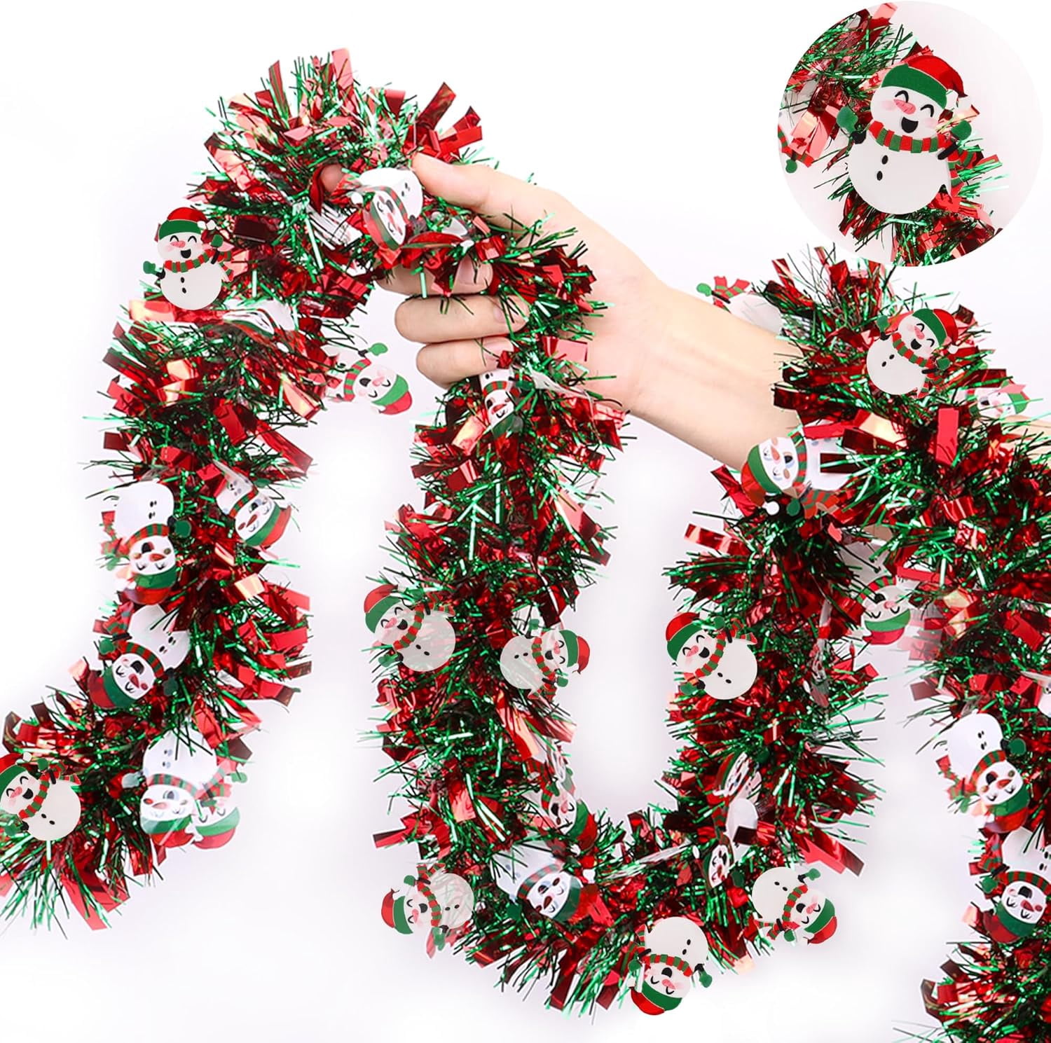 KOYPTL 5Pcs Total 33ft Christmas Tinsel Garland Decorations,Red Green ...