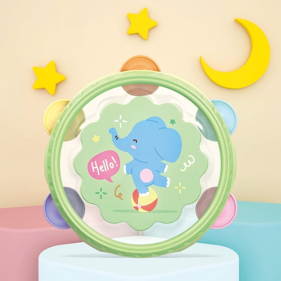 KOYPTL 6.3 Inch Hand Held Tambourine Drum Baby Toy, Toddeler Handheld Clapping Drum Percussion Musical Instrument for Baby Rhythm Training and Music Enlightenment, Christmas Gifts for Kids