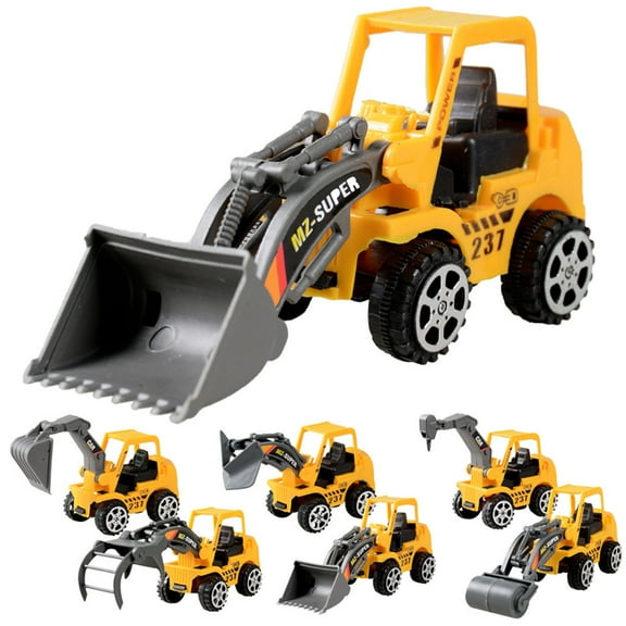 KOYPTL 6 Pack Construction Toys Set, Toy Trucks for Boys Girls Ages 3 4 5 6 7 8 Years Old, Engineering Vehicles Set with Mini Excavator, Crane, Bulldozer, Kids Play Set Birthday Gifts