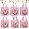 thumbnail image 1 of KOYPTL 6 Pcs Christmas Gift Bags with Handles Pink Non-Woven Christmas Treat Bags Reusable Holiday Tote Bag for Gifts Wrapping Xmas Party Favors Supplies,Gift Packaging Bag(Reindder 9"x8.7"x4.3"), 1 of 7
