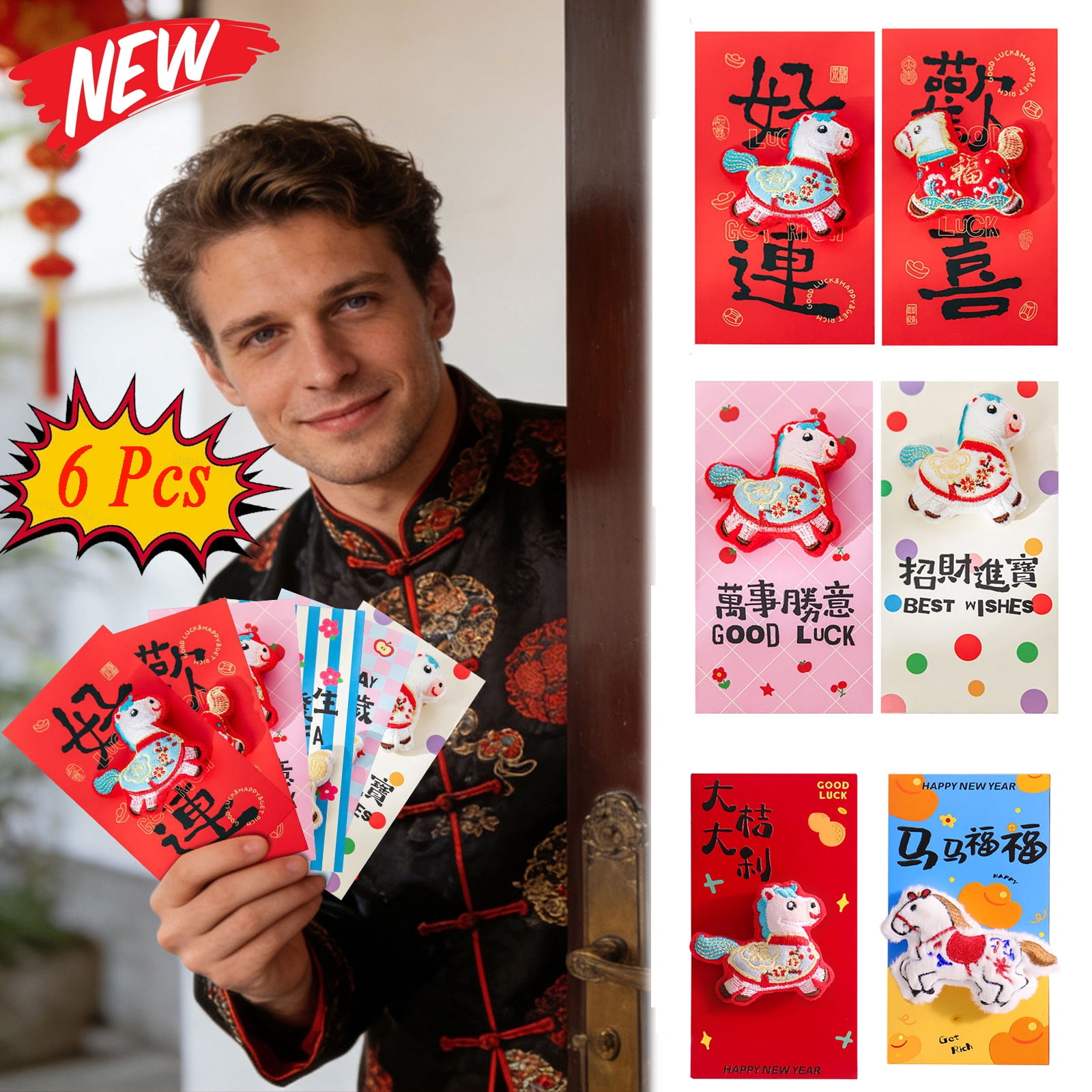 KOYPTL 6 Pcs Red Envelopes Chinese New Year Chinese Lucky Hong Bao With koyptl-6-pcs-red-envelopes-chinese-new-year-chinese-lucky-hong-bao-with