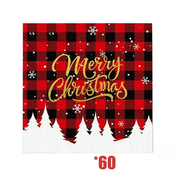 KOYPTL 60 Pcs Christmas Paper Napkins Disposable Xmas Tissue Paper Cocktail 2 Ply Xmas Tree Style Beverage Napkins Paper Xmas Towel for Christmas Party Holiday Birthday Dinner Table Supplies