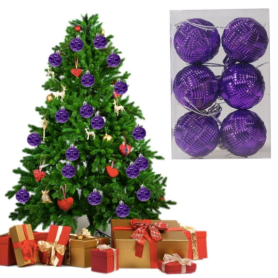 KOYPTL 6PCS 1.57In Christmas Ball Ornaments Set for Tree,Shatterproof Woven Hanging Bulbs Pendants for Christmas Tree Porch Lawn Yard Holiday Decorations for Xmas Birthday Home Party Supplies