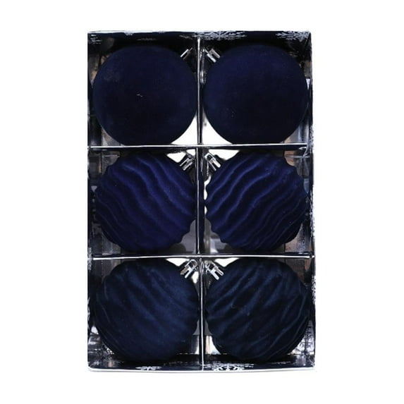 KOYPTL 6Pcs 1.57In Velvet Christmas Ornaments Set,Shatterproof Flocked Christmas Tree Porch Lawn Yard Ornaments Hanging Assortment for Xmas Tree Holiday Party Home Decor