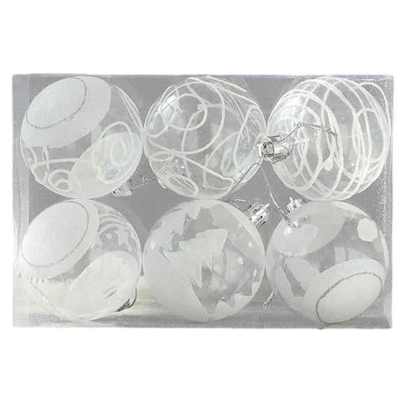 KOYPTL 6Pcs 2.16In Christmas Ball Ornaments Set for Tree,Shatterproof Snowflakes Glittering Hanging Bulb Pendants for Christmas Tree Porch Yard Holiday Decoration for Xmas Birthday Party Supplies