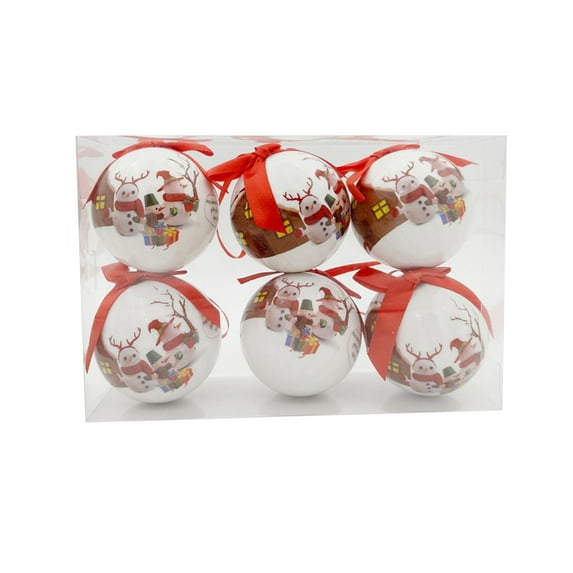 KOYPTL 6Pcs 3.15In Christmas Ball Ornaments Set for Tree with Definition Color Printed,Hanging Bulbs Pendants for Christmas Tree Porch Yard Holiday Decorations for Xmas Birthday Home Party Supplies