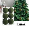 thumbnail image 1 of KOYPTL 6Pcs 3.15In Velvet Christmas Ornaments Ball Ball Set,Shatterproof Flocked Painting Christmas Tree Porch Lawn Yard Hanging Ornaments for Holiday Wedding Party Christmas Baubles Decorations, 1 of 5