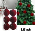 thumbnail image 1 of KOYPTL 6Pcs 3.15In Velvet Christmas Ornaments Ball Ball Set,Shatterproof Flocked Painting Christmas Tree Porch Lawn Yard Hanging Ornaments for Holiday Wedding Party Christmas Baubles Decorations, 1 of 5
