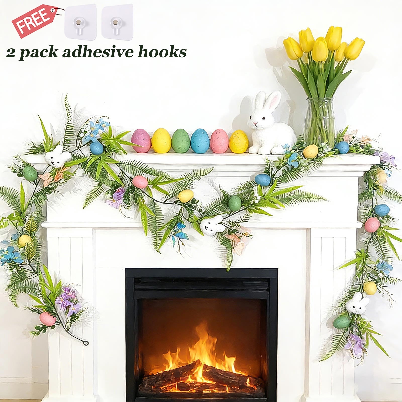 Rustic Spring Garlands KOYPTL 6ft Easter Egg Garland Artificial Rustic Spring Garland for ...