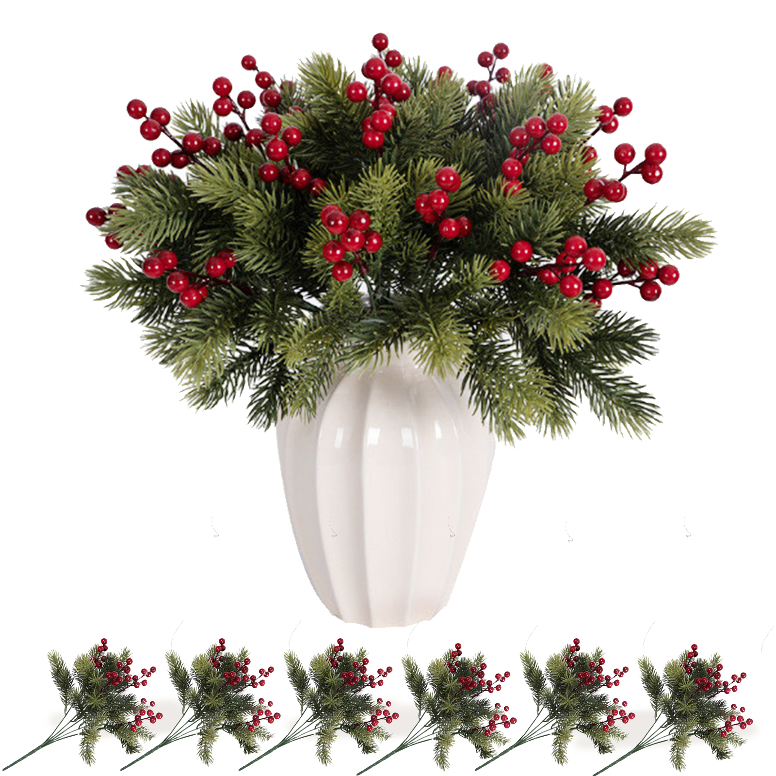 Branche De Pin Artificielle De Noël - Longueur 58 Cm - Vert Réaliste - Décoration Pour Couronne, Cheminée, Porche