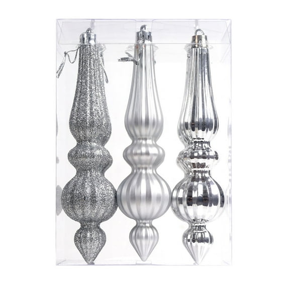 KOYPTL 6pcs Christmas Decorations,Plastic Finial Christmas Ornaments Hanging Christmas Finials Plastic Ornaments Assorted Mercury Decor for Vintage Holiday Xmas Tree Decoration(6.7 inch)