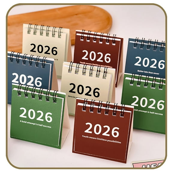 KOYPTL 8 Pcs Mini Desktop Calendar 2026 Solid Color Standing Flip Desk Calendar Portable Monthly Planning Calendar for Home Traval Office Holiday Vacation Countdown Ornaments Gifts for Kids Women