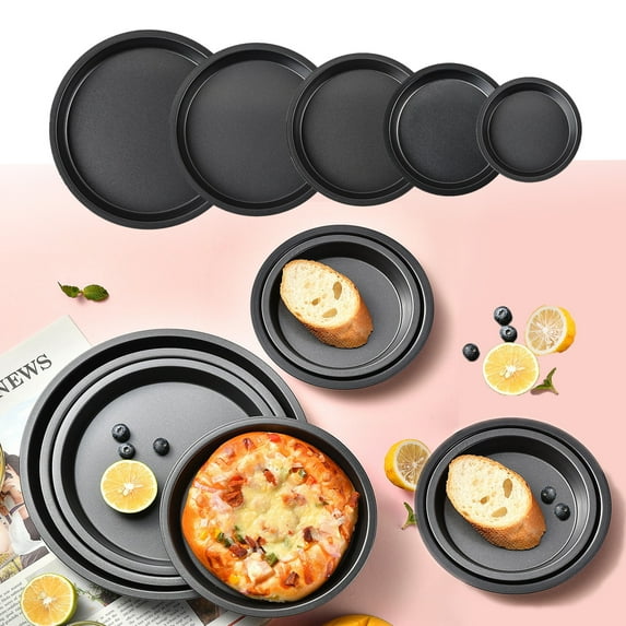KOYPTL 8In Non-Stick Round Bakeware Pizza & Pie Pan,Deep Thicken Metal Baking Pan Durable Kitchen Bakery Plates for Baking Pies Cakes Tarts Desserts Recipes Molds Household Holiday Baking Supplies