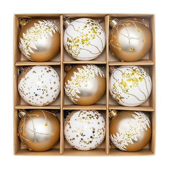 KOYPTL 9Pcs 2.36In Christmas Ball Ornaments Set for Tree,Shatterproof Glittering Hanging Bulbs Pendants for Christmas Tree Porch Lawn Yard Holiday Decorations for Xmas Birthday Home Party Supplies