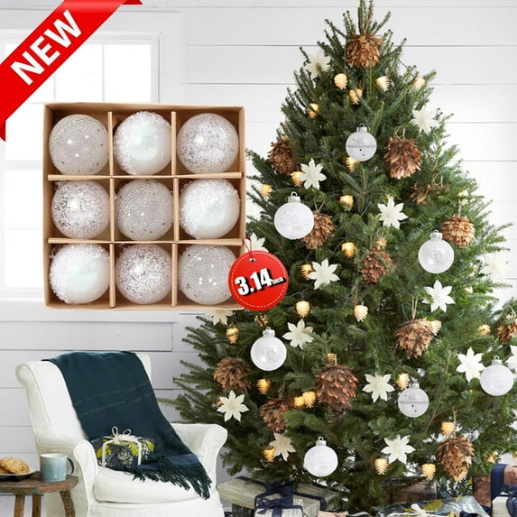 KOYPTL 9Pcs 3.14In Christmas Ball Ornaments Set for Tree,Shatterproof Glittering Hanging Bulbs Pendants for Christmas Tree Porch Lawn Yard Holiday Decorations for Xmas Birthday Home Party Supplies