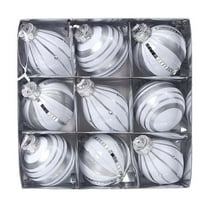 KOYPTL 9Pcs 3.14In Christmas Ball Ornaments Set for Tree,Shatterproof White Glittering Hanging Bulbs Pendants for Christmas Tree Porch Yard Holiday Decorations for Xmas Birthday Home Party Supplies