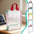 thumbnail image 1 of KOYPTL A4 Mesh Zipper Pouch Bags with Handle 13 x 9.8 in Multi-Layer Transparent Subject Stationery Documents Storage Organizer Lightweight File Folder for Back to College Office Supplies Brown, 1 of 6