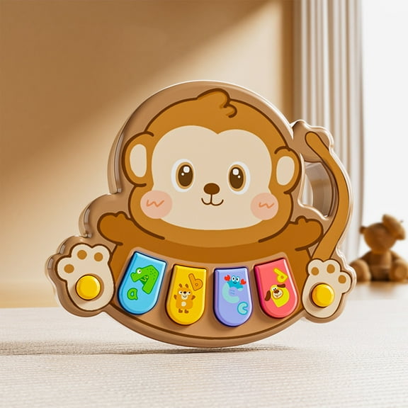 KOYPTL Adorable Lion Baby Piano Toy - 4 Different Numbered and Colored Light Up Key - Touch and Teach Baby Musical Toy Interactive Toy for Babies 12 Months & Up, Christmas Gifts for Kids