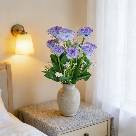 KOYPTL Artificial Carnation Flowers Faux Fake Carnation Plants for Wedding Bouquet Home Party Indoor Table Hotel Office Vases Floral Arrangements Outdoor Garden Decor