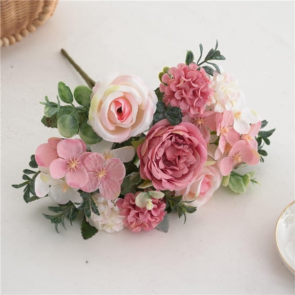 KOYPTL Artificial Flowers Mixed Branch for Bride Handheld Flower,Cloth Flowers Rose & Lily for Table Arrangement Party Decor,Fake Flowers Gift for Home Spring Wall Ornament Holiday Wedding Valentine